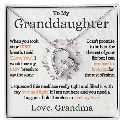 [Almost Sold Out] Granddaughter 14k Gold Heart Necklace - Love, Grandma 14k White Gold Finish Standard Box