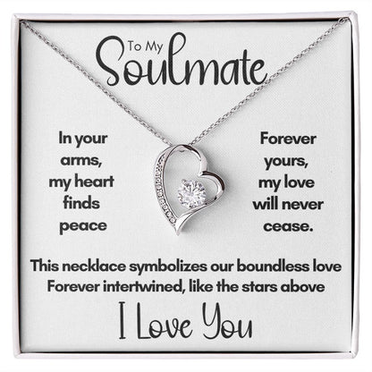 To My Soulmate - In Your Arms | 14k White Gold and Stainless Steel Forever Love Heart