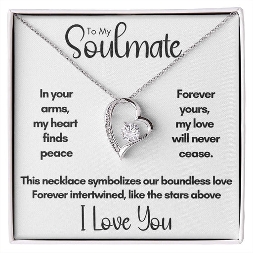 To My Soulmate - In Your Arms | 14k White Gold and Stainless Steel Forever Love Heart 14k White Gold Finish Standard Box