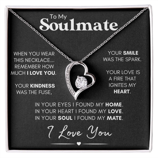 Soulmate Heart Necklace, 14k White Gold, Personalized Poem and Necklace Gift for Wife or Girlfriend