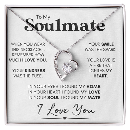 To My Soulmate - Your Smile | Stainless Steel and Gold Heart Necklace