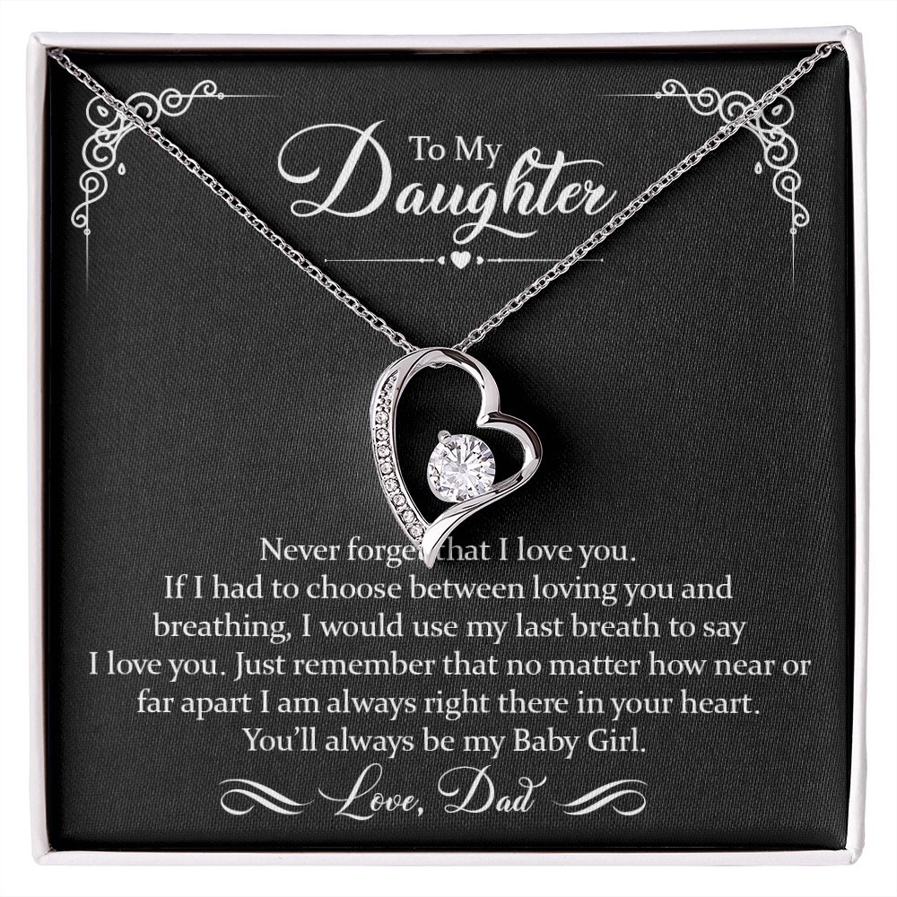 To My Daughter - Never Forget I Love You | Gold Forever Love Heart Necklace