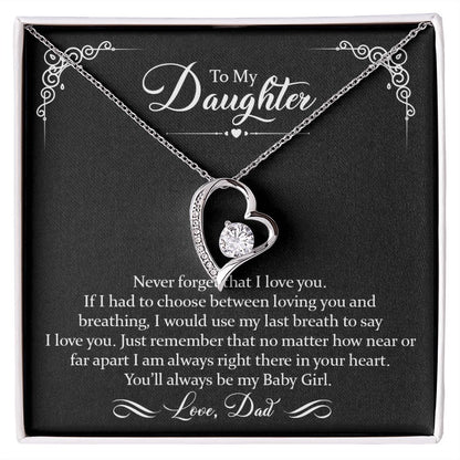 To My Daughter - Never Forget I Love You | Gold Forever Love Heart Necklace