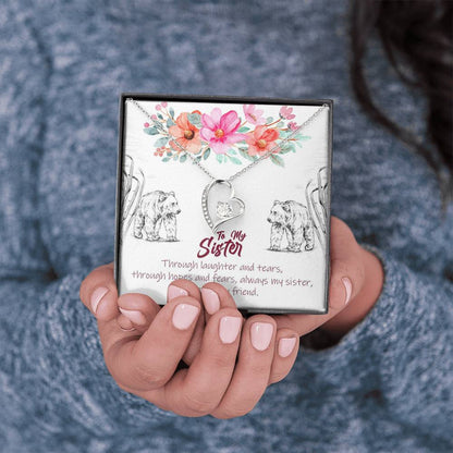 To My Sister - Forever My Friend | Artisan Crafted 14k Brilliant Gold Heart Family Necklace