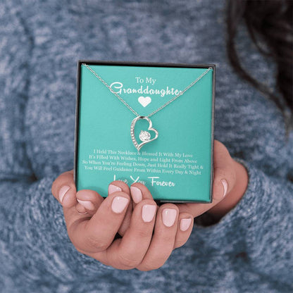 To My Grand Daughter - When You're Feeling Down | Stunning 14k Gold Forever Love Heart Necklace