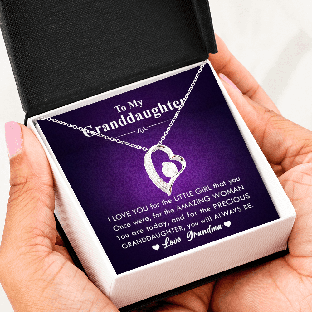 To My Grand Daughter - The Amazing Woman (Love, Grandma) | Stunning 14k Gold Forever Love Heart Necklace