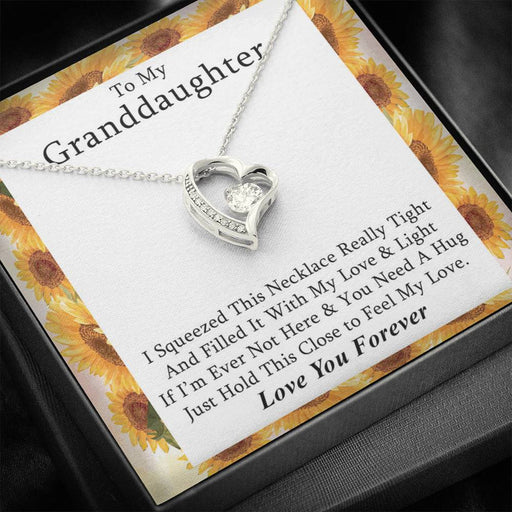 To My Grand Daughter - If I'm Ever Not Here | Stunning 14k Gold Forever Love Heart Necklace 14k White Gold Finish