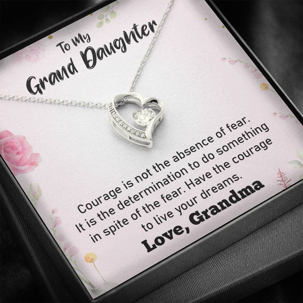 To my Grand Daughter - Live Your Dreams (Love, Grandma) | Stunning 14k Gold Forever Love Heart Necklace
