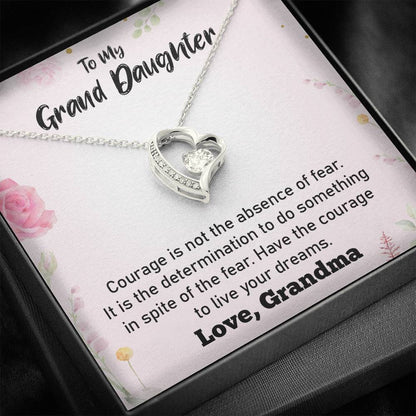 To my Grand Daughter - Live Your Dreams (Love, Grandma) | Stunning 14k Gold Forever Love Heart Necklace