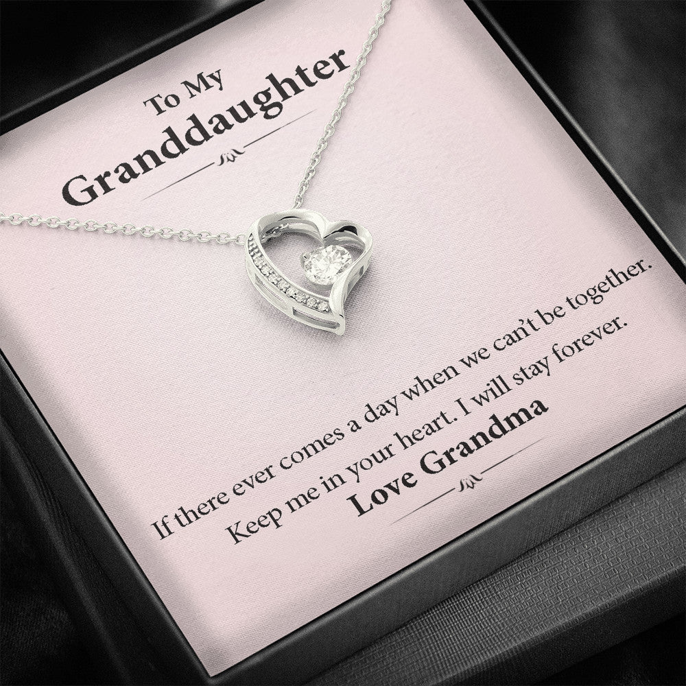 To My Grand Daughter - I Will Stay Forever (Love, Grandma) |  Stunning 14k Gold Forever Love Heart Necklace