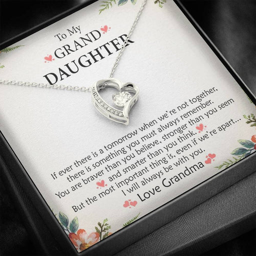 To My Grand Daughter - When We're Not Together (Love, Grandma) | Stunning 14k Gold Forever Love Heart Necklace 14k White Gold Finish