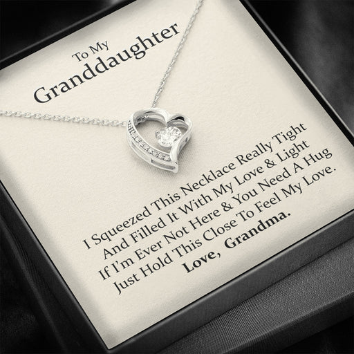 To My Grand Daughter - If I'm Ever Not Here (Love, Grandma) | Stunning 14k Gold Forever Love Heart Necklace 14k White Gold Finish
