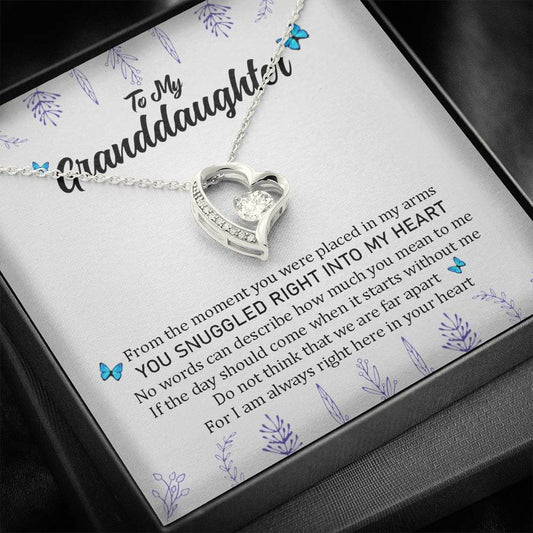To My Grand Daughter - I Am Always Right Here In Your Heart | Stunning 14k Gold Forever Love Heart Necklace
