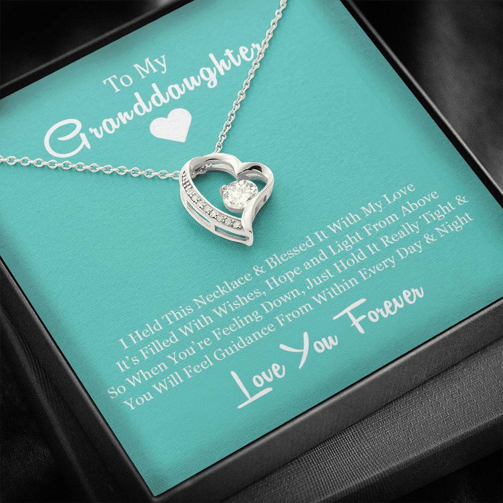 To My Grand Daughter - When You're Feeling Down | Stunning 14k Gold Forever Love Heart Necklace