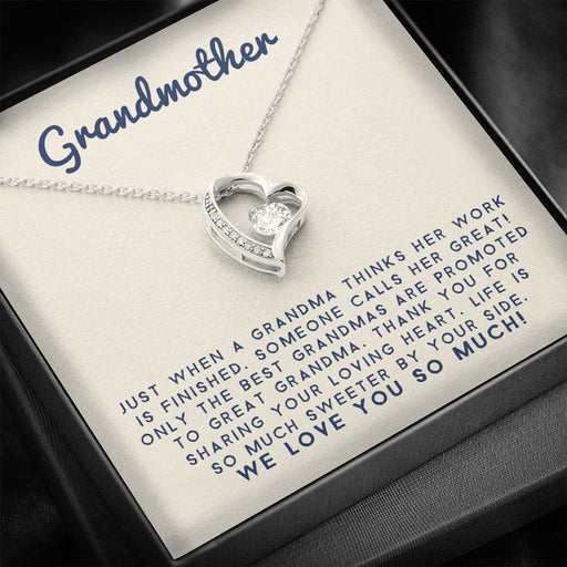 Grand Mother - Life Is So Much Sweeter By Your Side | Stunning 14k Gold Forever Love Heart Necklace 14k White Gold Finish