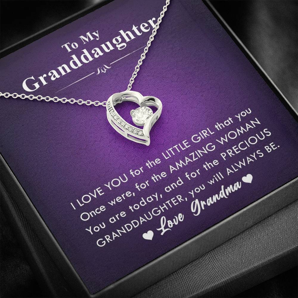 To My Grand Daughter - The Amazing Woman (Love, Grandma) | Stunning 14k Gold Forever Love Heart Necklace