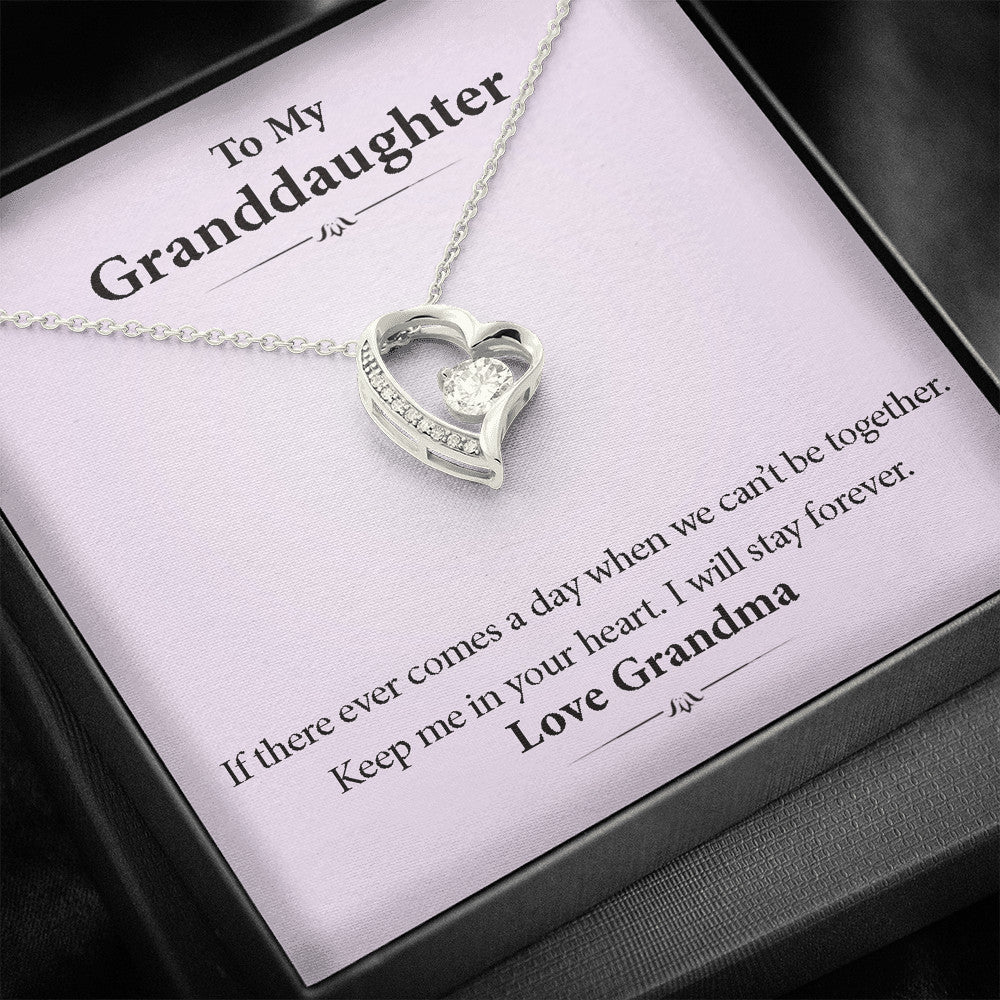 To My Grand Daughter - I Will Stay Forever (Love, Grandma) | Stunning 14k Gold Forever Love Heart Necklace