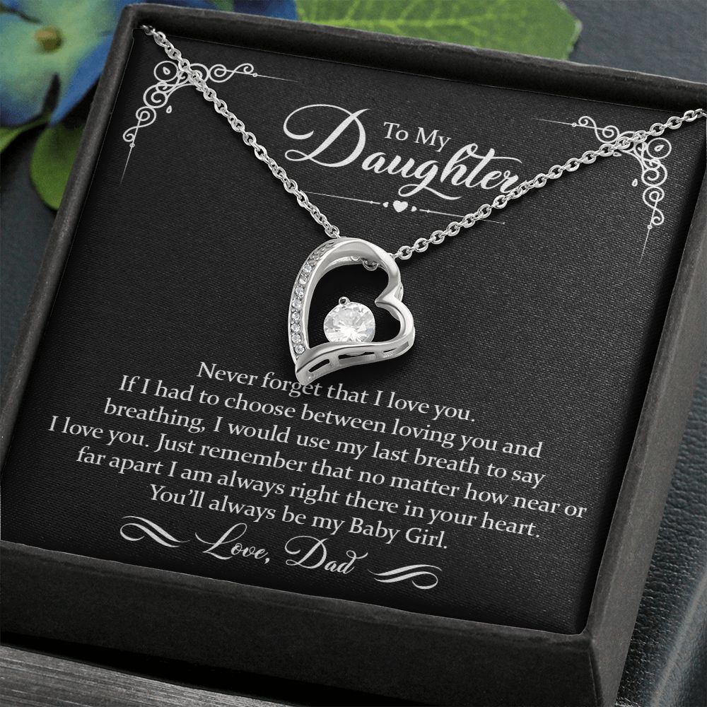 To My Daughter - Never Forget I Love You | Gold Forever Love Heart Necklace