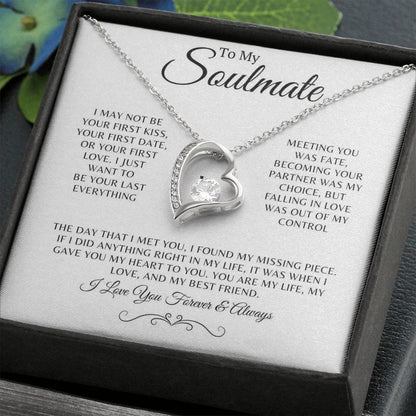 Soulmate Gift for Wife or Girlfriend, Fiance, 5th Anniversary Gift for Her, 14k White Gold Necklace