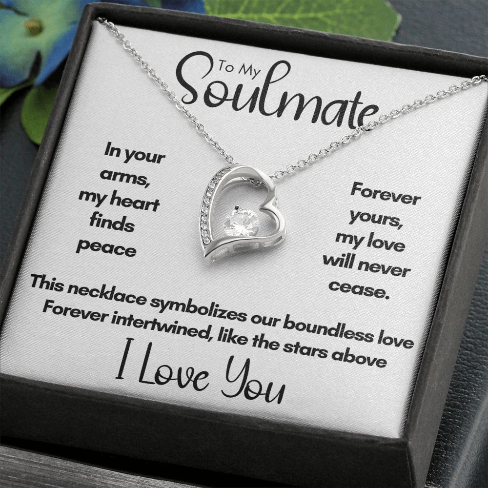 To My Soulmate - In Your Arms | 14k White Gold and Stainless Steel Forever Love Heart