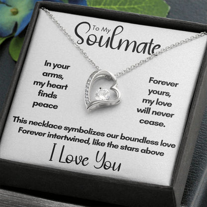 To My Soulmate - In Your Arms | 14k White Gold and Stainless Steel Forever Love Heart