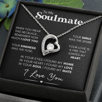 Soulmate Heart Necklace, 14k White Gold, Personalized Poem and Necklace Gift for Wife or Girlfriend