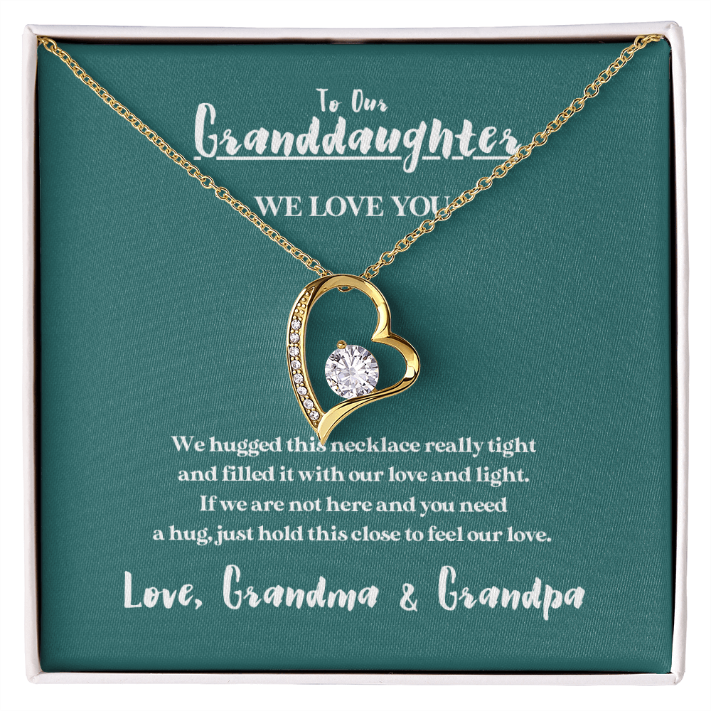 To Our Granddaughter - Hugged This Tight, 14k Gold Heart Necklace