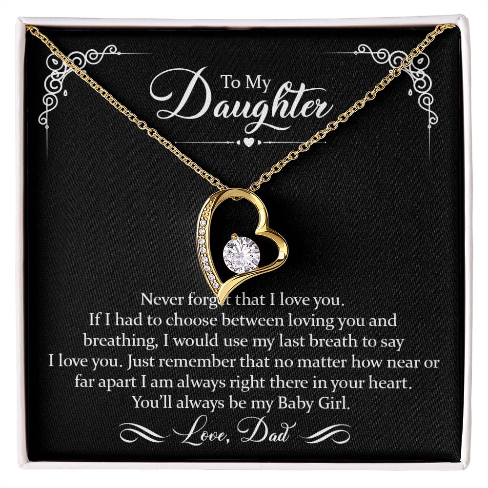 To My Daughter - Never Forget I Love You | Gold Forever Love Heart Necklace