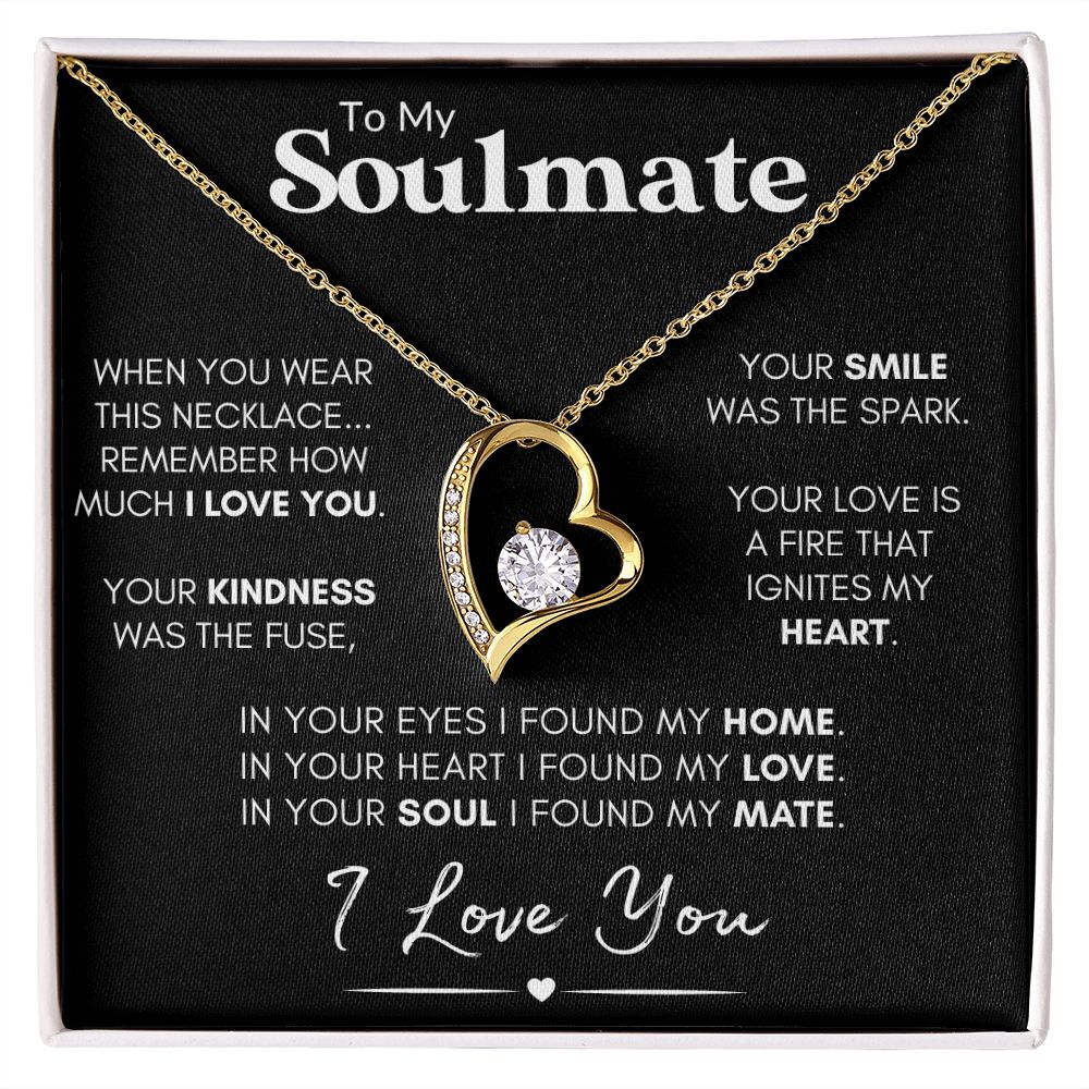 Soulmate Heart Necklace, 14k White Gold, Personalized Poem and Necklace Gift for Wife or Girlfriend