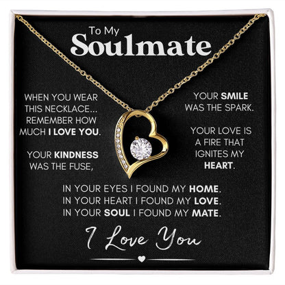 Soulmate Heart Necklace, 14k White Gold, Personalized Poem and Necklace Gift for Wife or Girlfriend