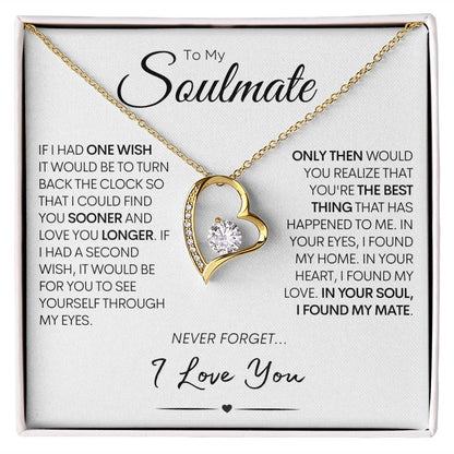 Soulmate Heart Necklace, Valentine's Gift for Her, Birthday Present, Anniversary Gift Soulmate "Two Wishes"