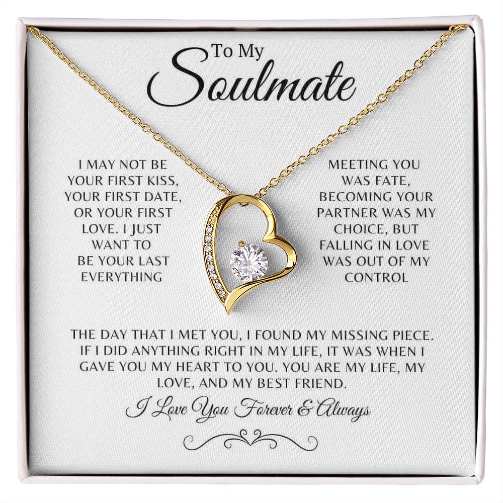 Soulmate Gift for Wife or Girlfriend, Fiance, 5th Anniversary Gift for Her, 14k White Gold Necklace