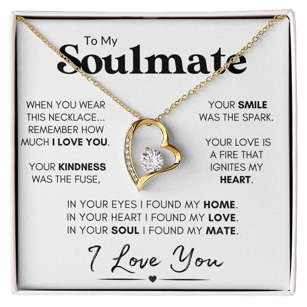 To My Soulmate - Your Smile | Stainless Steel and Gold Heart Necklace