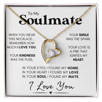 To My Soulmate - Your Smile | Stainless Steel and Gold Heart Necklace