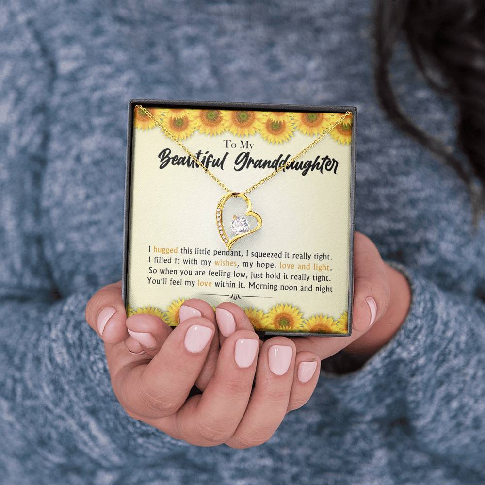 To My Beautiful Grand Daughter - When You Are Feeling Low | Artisan Crafted 14k Brilliant Gold Heart Family Necklace