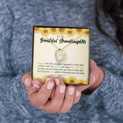 To My Beautiful Grand Daughter - When You Are Feeling Low | Artisan Crafted 14k Brilliant Gold Heart Family Necklace