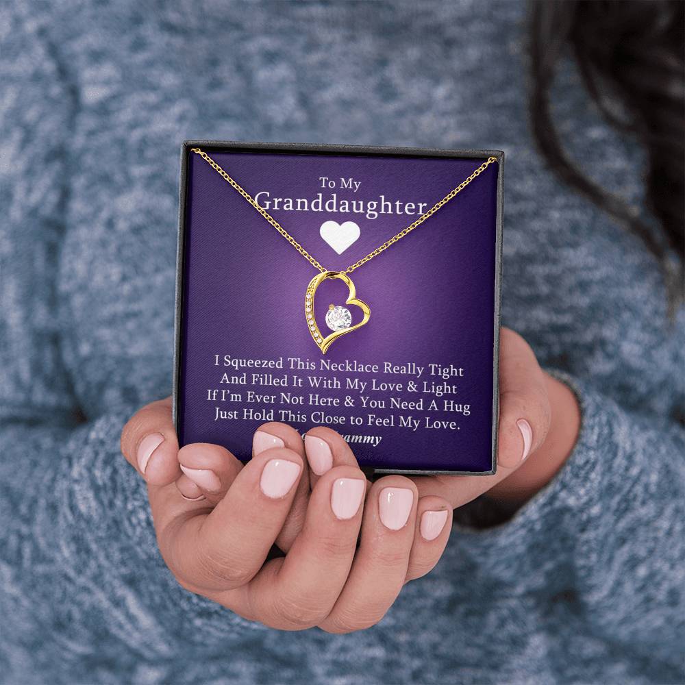 To My Grand Daughter - If I'm Ever Not Here (Love, Grammy) | Stunning 14k Gold Forever Love Heart Necklace