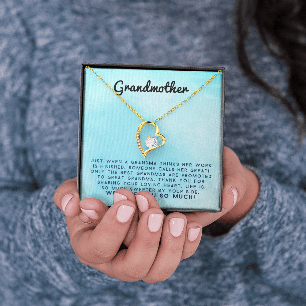 Grandmother - Life Is So Much Sweeter By Your Side |  Stunning 14k Gold Forever Love Heart Necklace