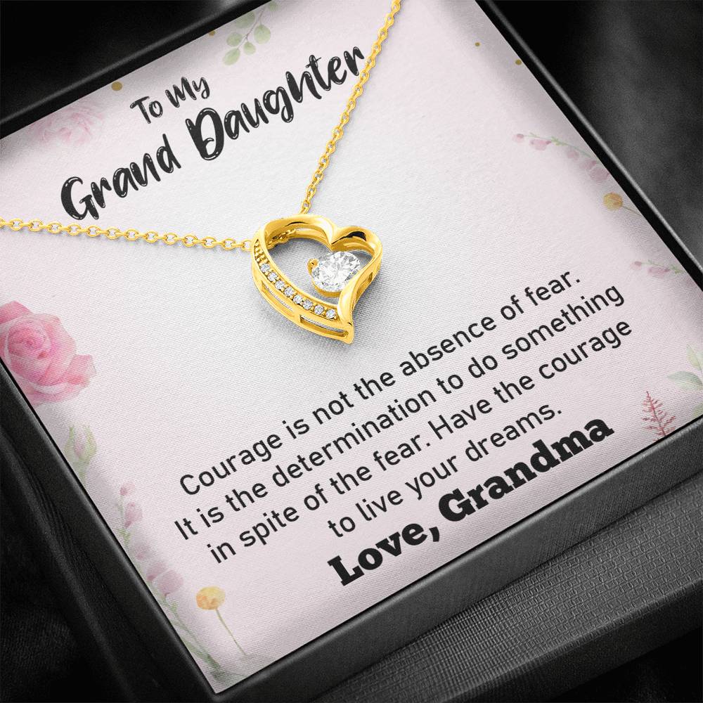 To my Grand Daughter - Live Your Dreams (Love, Grandma) | Stunning 14k Gold Forever Love Heart Necklace