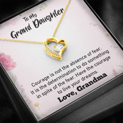 To my Grand Daughter - Live Your Dreams (Love, Grandma) | Stunning 14k Gold Forever Love Heart Necklace