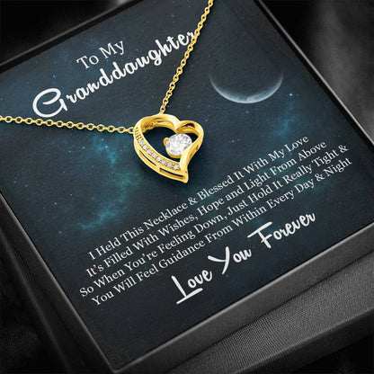 To My Grand Daughter - When You Are Feeling Down | Stunning 14k Gold Forever Love Heart Necklace