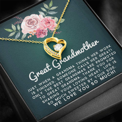 Great Grand Mother - Sweeter By Your Side | Stunning 14k Gold Forever Love Heart Necklace