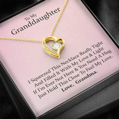 To My Grand Daughter - If I'm Ever Not Here (Love, Grandma) | Stunning 14k Gold Forever Love Heart Necklac