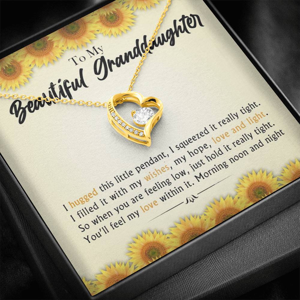 To My Beautiful Grand Daughter - When You Are Feeling Low | Artisan Crafted 14k Brilliant Gold Heart Family Necklace