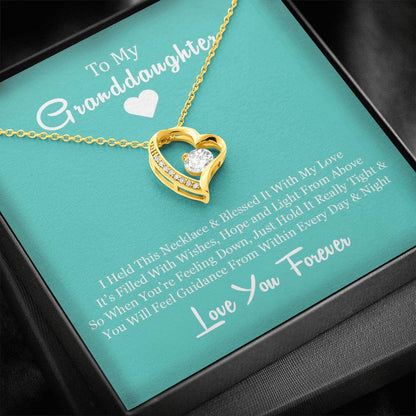 To My Grand Daughter - When You're Feeling Down | Stunning 14k Gold Forever Love Heart Necklace