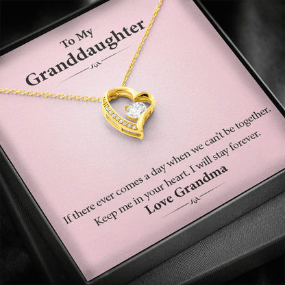 To My Daughter - I Will Stay Forever (Love, Grandma) | Stunning 14k Gold Forever Love Heart Necklace