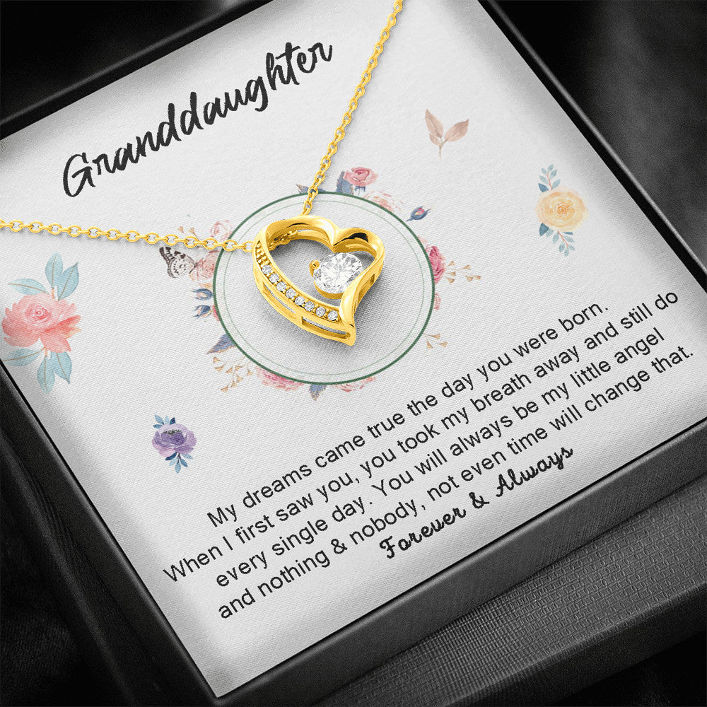 Grand Daughter - You Will Always Be My Little Angel | Stunning 14k Gold Forever Love Heart Necklace