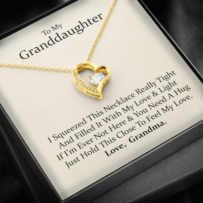 To My Grand Daughter - If I'm Ever Not Here (Love, Grandma) |  Stunning 14k Gold Forever Love Heart Necklace