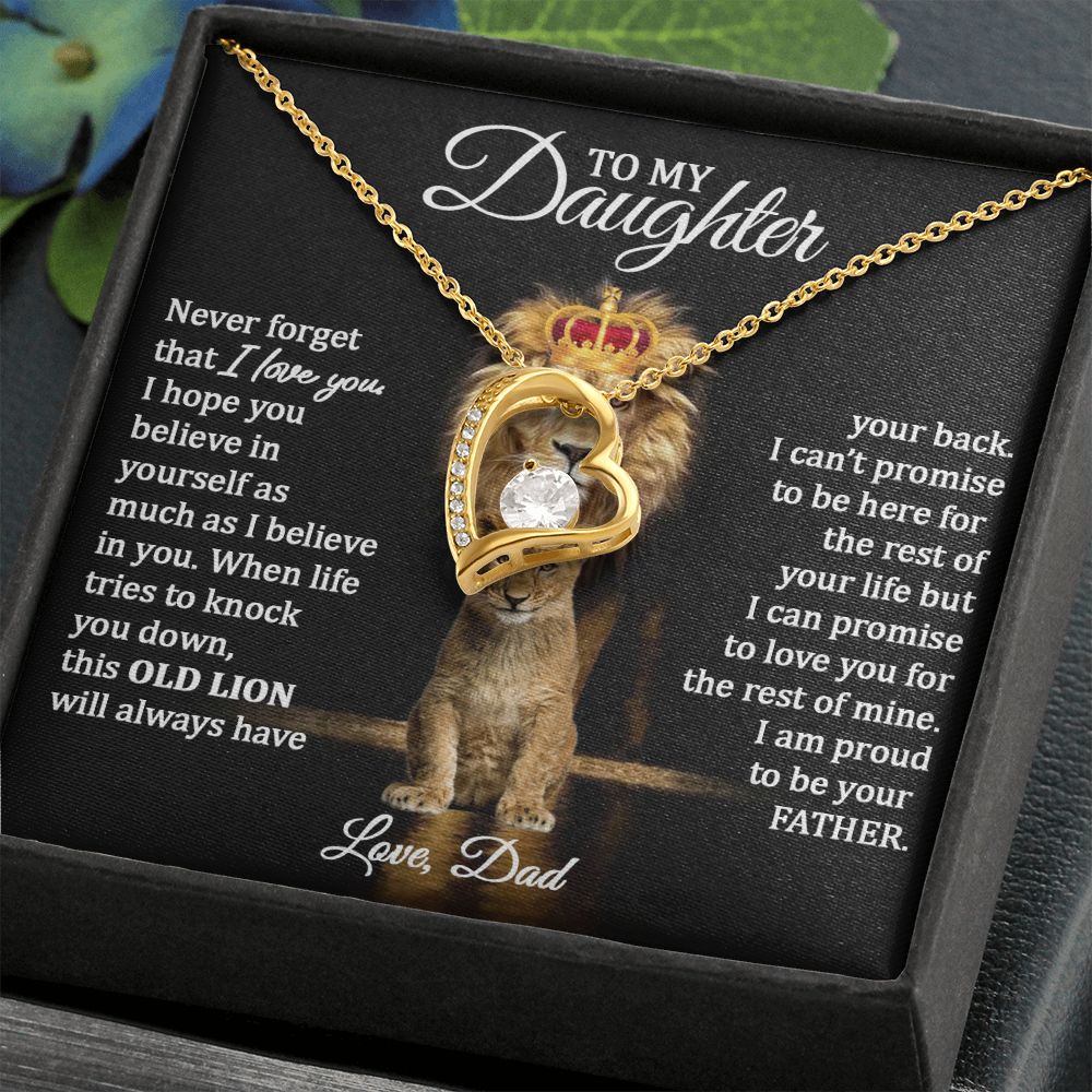 To Daughter (Love Dad) Beautiful 14k Gold Family Heart Necklace