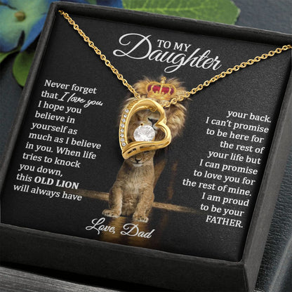 To Daughter (Love Dad) Beautiful 14k Gold Family Heart Necklace